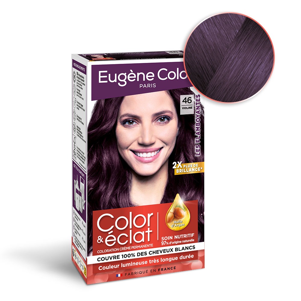 Couleur Cheveux Noir Reflet Aubergine 46. VIOLINE - Eugène Color