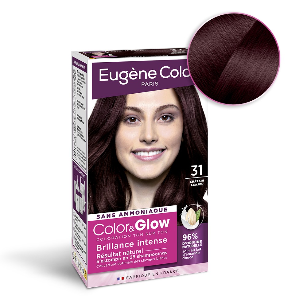 Meche Acajou Sur Cheveux Brun 31. CHÂTAIN ACAJOU - Eugène Color